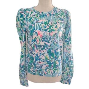 Lilly Pulitzer Jansen Long Sleeve Sweater XS Blue Ibiza Cabana NWT